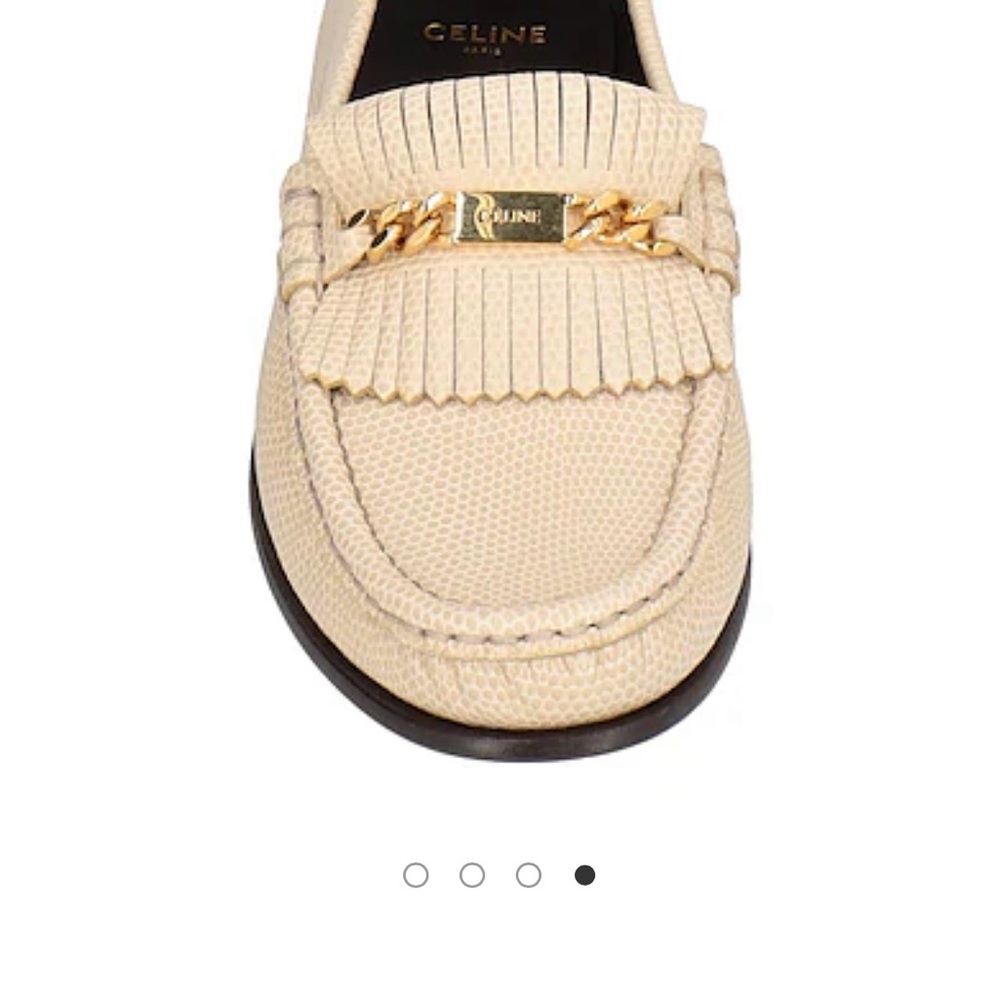 Celine Women's Cream Loafers with Gold Accent